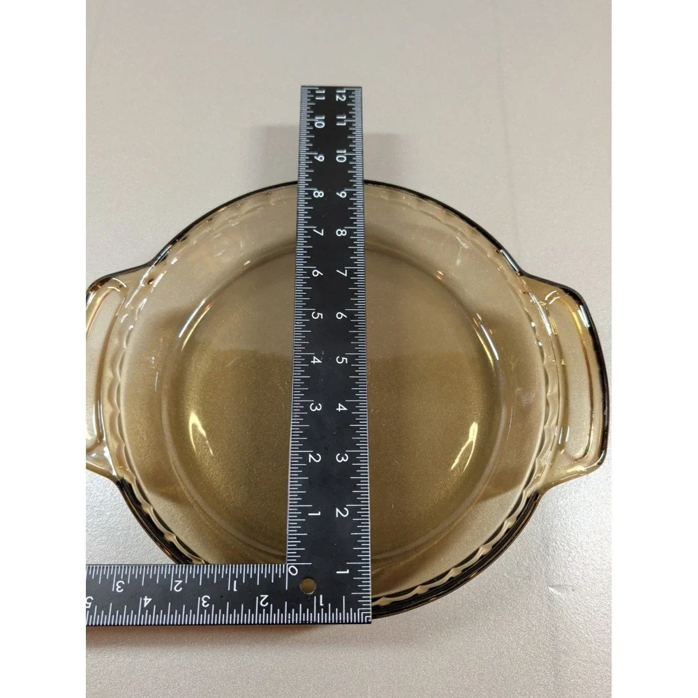 Anchor Hocking Amber Glass Deep Pie Plate 9 Inch Round Ovenware 1 Qt with Handle